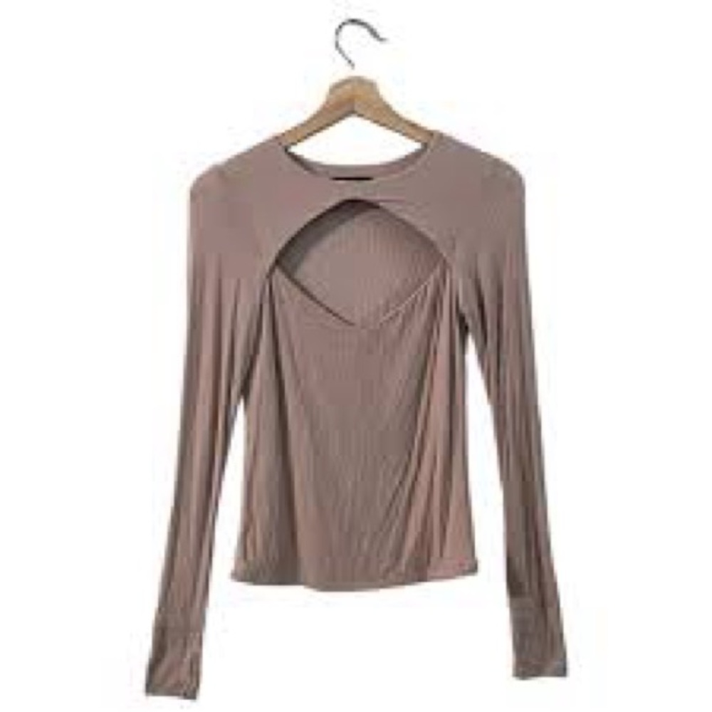 Michael Lauren Knit Top Size large Ribbed Cutout Long Sleeve Black nwt